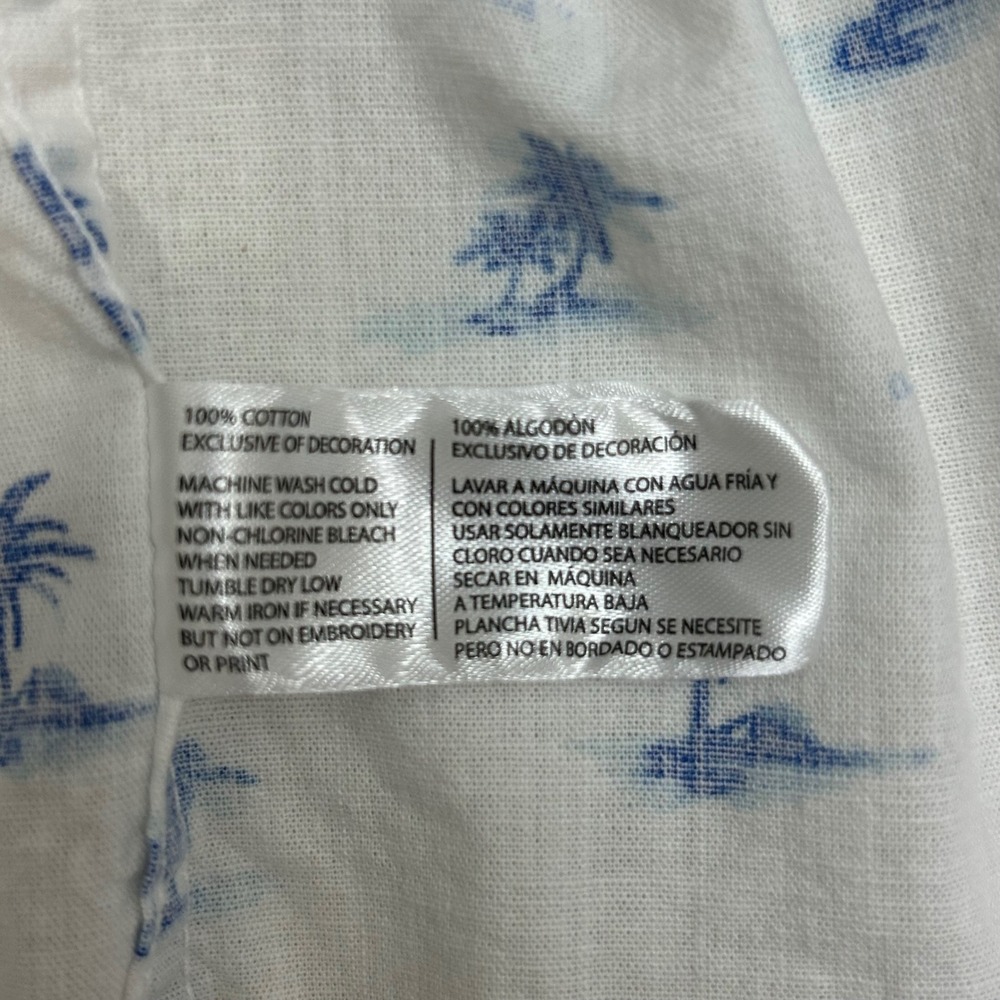 U.S. Polo Assn Button Down Pony Shirt Mens S White Blue Palm Tree Resort Beach - Picture 5 of 5